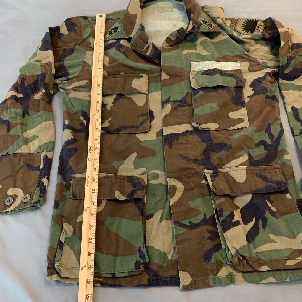 Vintage US Army BDU Jacket Mens Medium Long‎ Woodland Camo Combat Coat 90s - Picture 4 of 9
